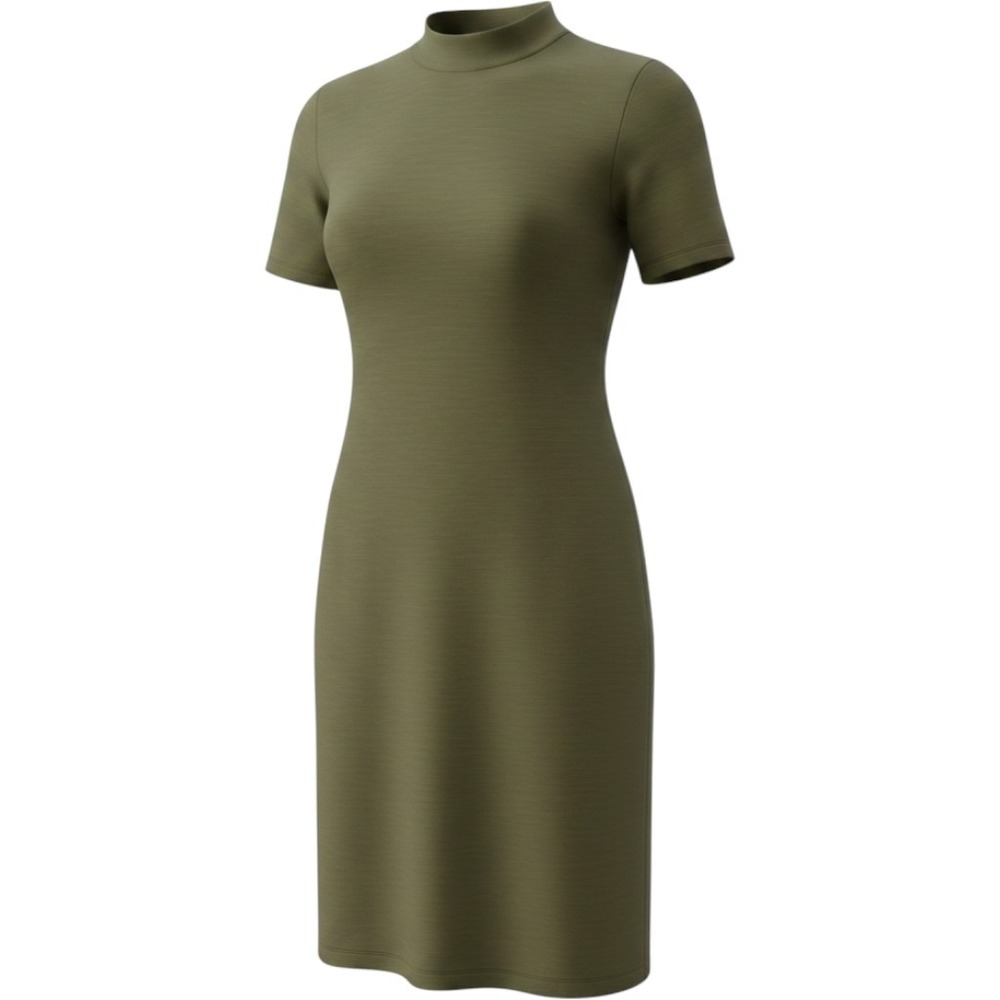 Banana Republic Womens Olive Green‎ Mock Neck Short Sleeve Sheath Dress Size M